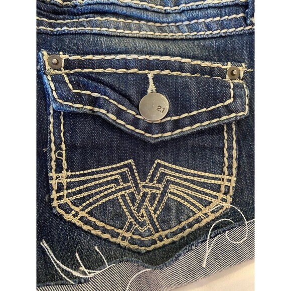 2.1 Denim Shorts  Women’s Jeans  Size 28 Designer Stitching Daisy Duke Cuffed - Picture 4 of 6